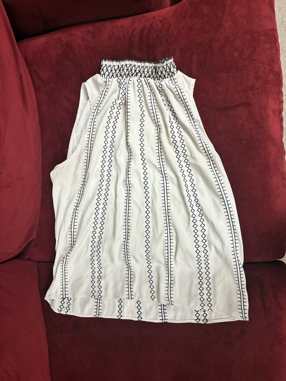 White House Black Market White Sleeveless Embroidered Halter Top